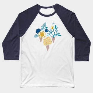 Midsummer I scream flower cones // print // blue teal and yellow flowers bouquets Baseball T-Shirt